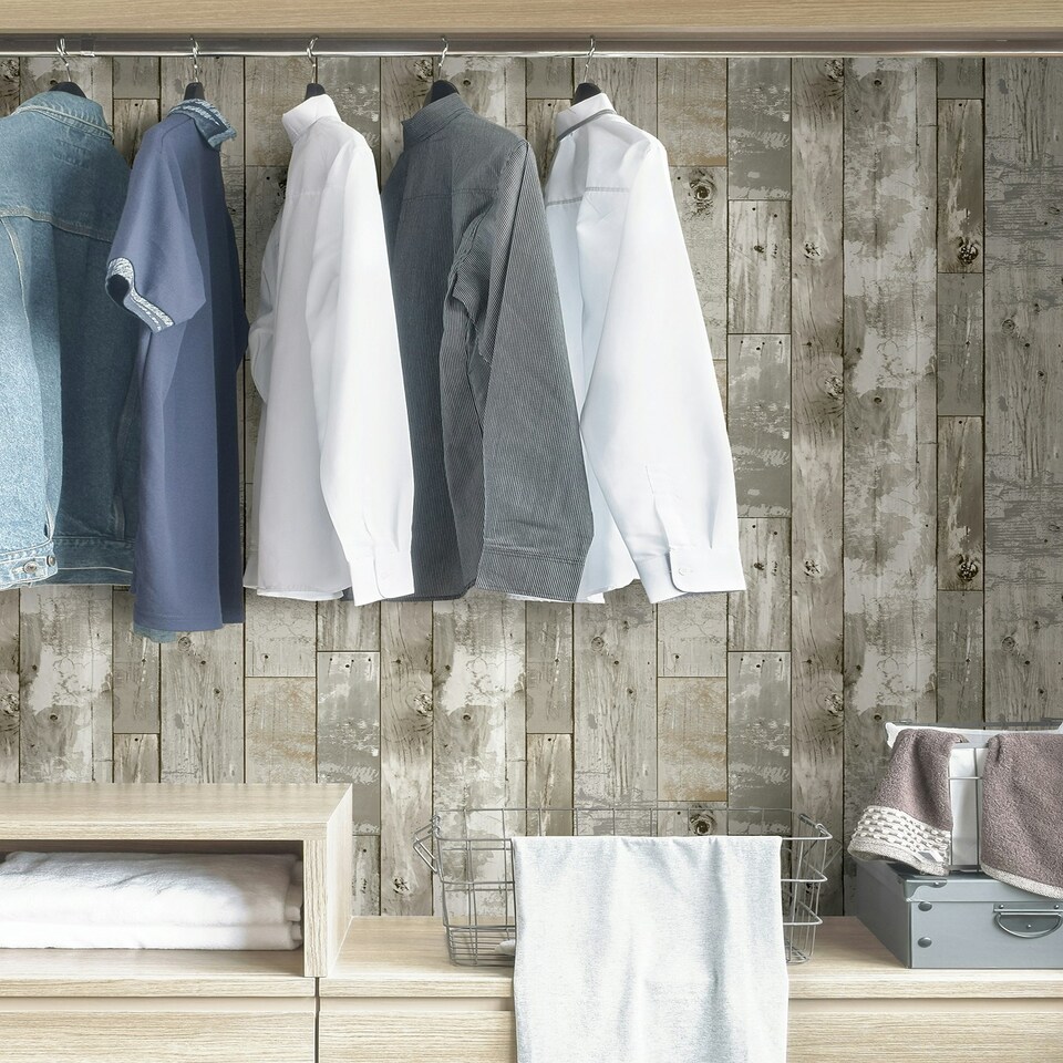 image 1 of NuWallpaper NH3552 Driftwood Peel & Stick Wallpaper, Brown Multi