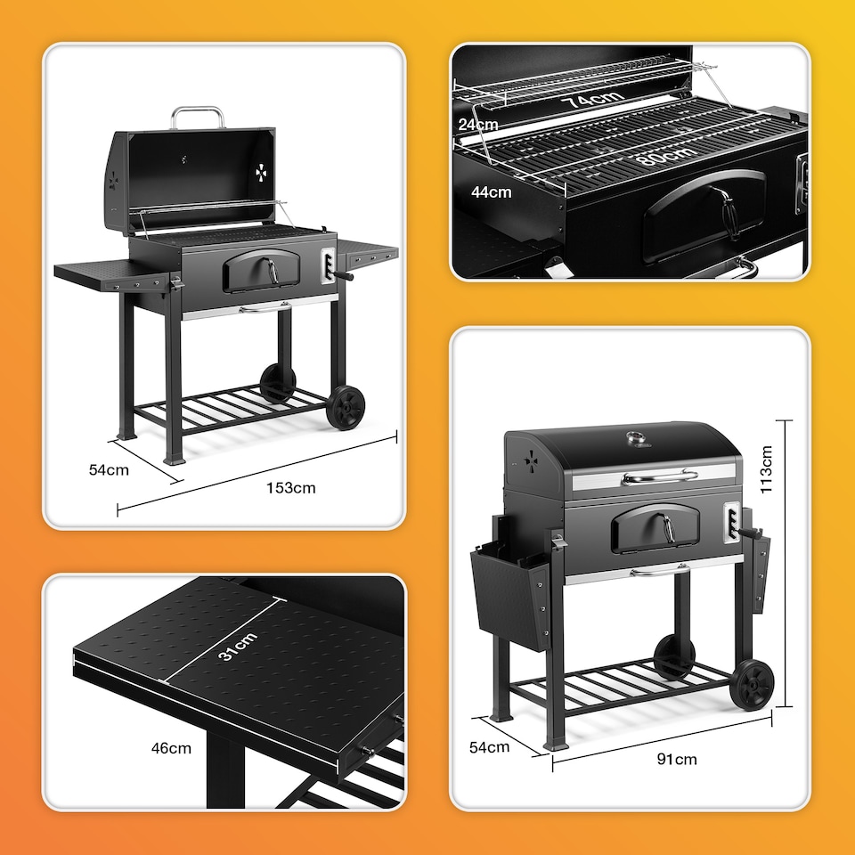 image 1 of VonHaus Charcoal BBQ XXL Portable Barbecue