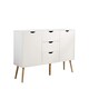 image 9 of Sideboard Storage Cabinet With Drawers Cupboard Solid Wood Legs | White