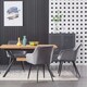 image 9 of Set of 4 Camden Modern Velvet Dining Chairs with Armrests, Quilted Design & Black Metal Legs Grey | Dark Grey