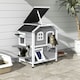 image 7 of PawHut Wooden Cat House Cat Cave Pet Shelter Condos Outdoor Grey