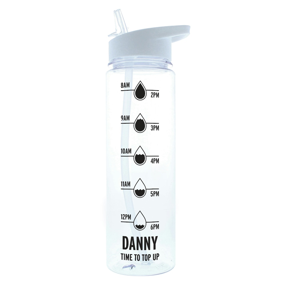 image 1 of Personalised Black 'Hydration Tracker' Water Bottle Clear | One Size