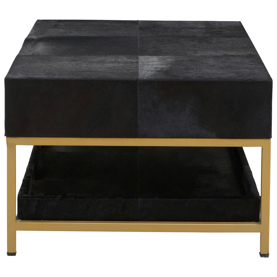 image 1 of Kensington Townhouse Hair On Hide Black And Gold Coffee Table Black