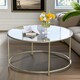 image 4 of Industrial Tempered Glass Round Coffee Table Gold Gold