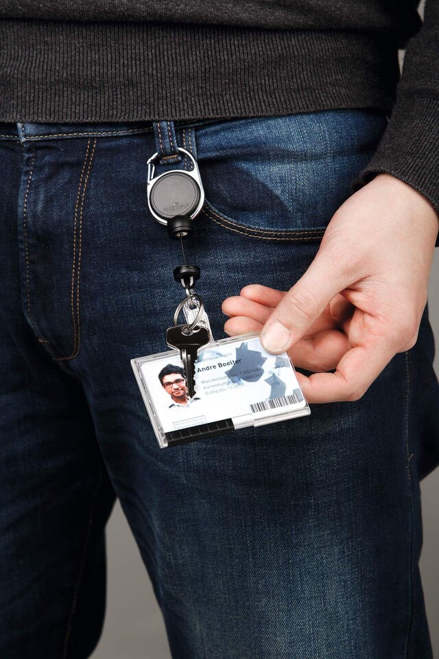 image 1 of Durable Extra Strong Retractable Clip Badge Reels for ID & Keys | Black