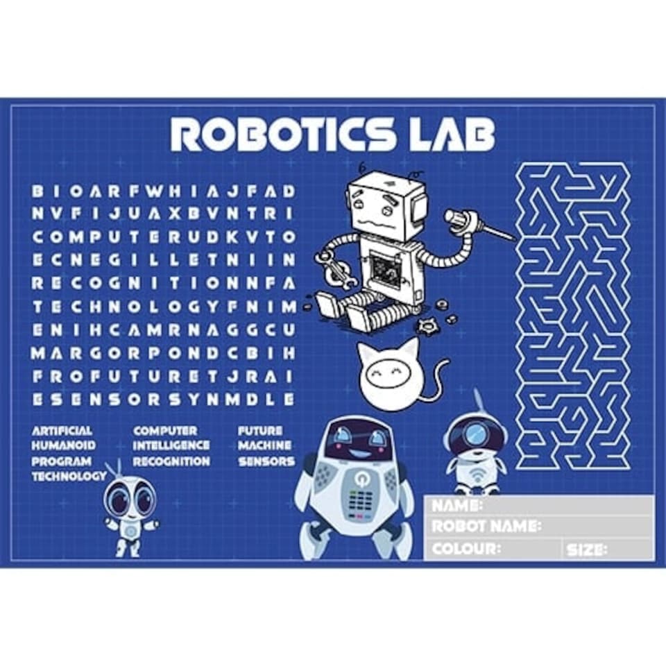 A3 Robot Kids Activity Placemat Sheet