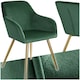 image 1 of Chair Marilyn - with armrests, padded, velvet look, golden steel legs - per piece Green | Dark Green/Gold