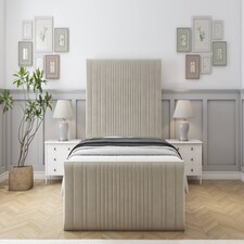 Sloomy Kingsley Cream Plush Bed Frame With Mattress With 50" Upholstered Headboard 6' Super King