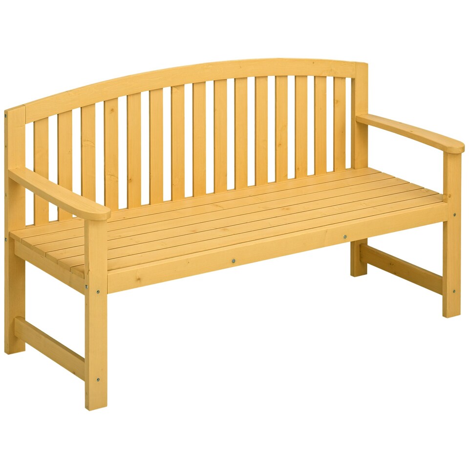 image 1 of Outsunny 2 Person Garden Bench Wooden Outdoor Furniture with Armrest Orange