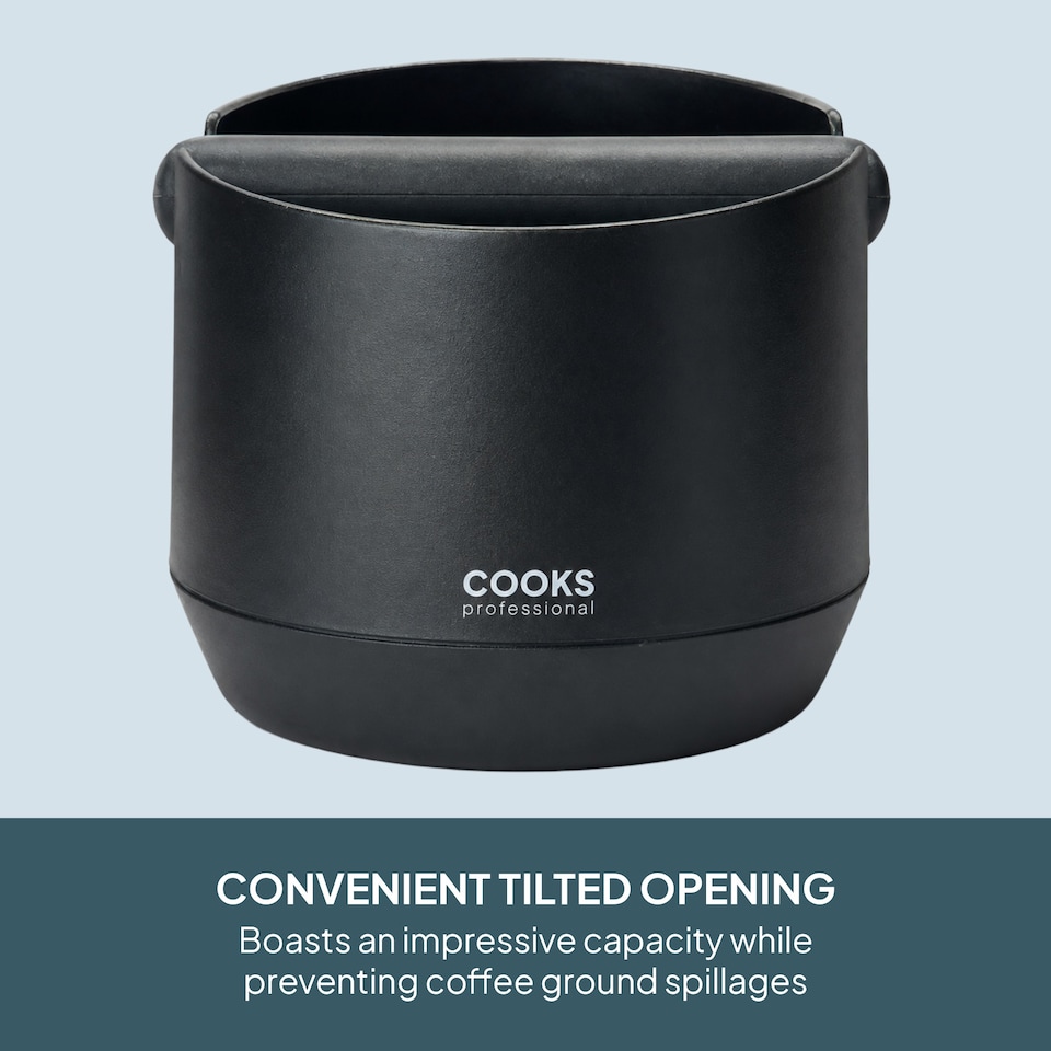 image 1 of Cooks Professional Espresso Knock Box - Coffee Grounds Bin with Non-Slip Base & Removable Silicone Coated Barista Bar