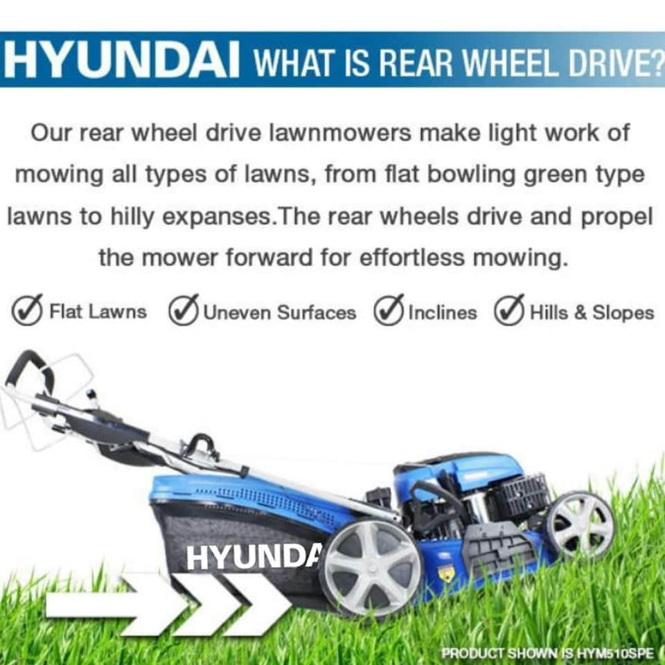 image 1 of Hyundai 17"/43cm 139cc Self-Propelled Petrol Roller Lawnmower | HYM430SPR