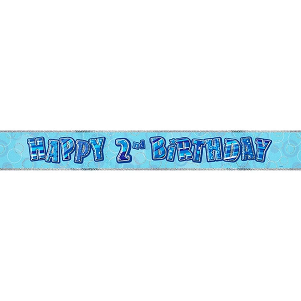 image 1 of Unique Party Childrens Happy Birthday Glitz Foil Banner - Blue - 15th