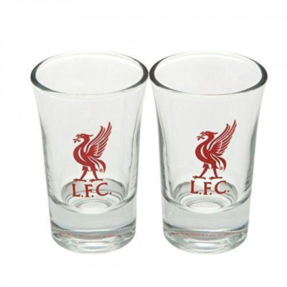 Liverpool FC Two Pack Word Mark Shot Glasses - Transparent/Red - One Size