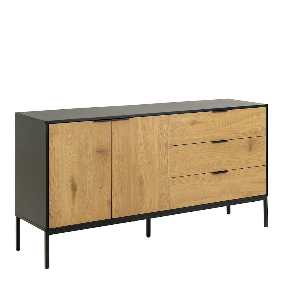 image 1 of Seaford Sideboard with 2 Doors and 3 Drawers in Black