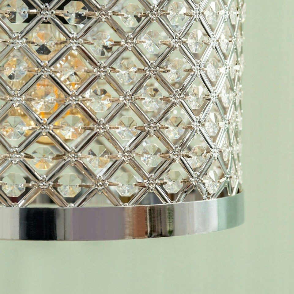 image 1 of ValueLights Hadley Plastic - Acrylic Polished Silver Drum Ceiling Pendant Shade