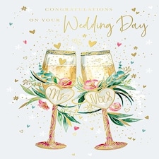 Words 'n' Wishes Wedding Card - Congratulations on your Wedding Day Mr & Mrs, 22.5 x 16.3 cms, Multi-coloured, Made in the UK