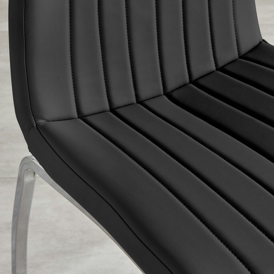 image 1 of Furniturebox 2x Isco Faux Leather Upholstered Black Chrome Dining Chairs