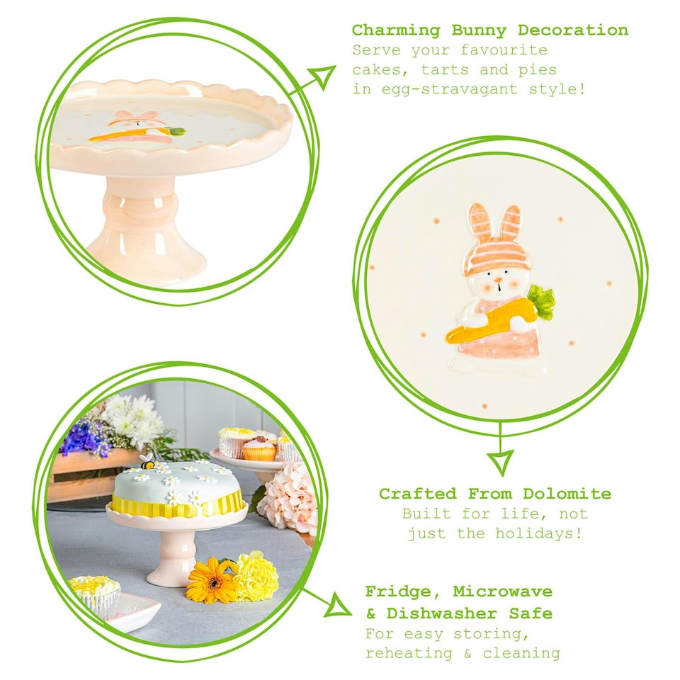 image 1 of Nicola Spring Easter Bunny Cake Stand - 18cm - White White
