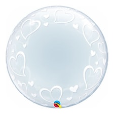 Stylish Hearts Deco Bubble Helium Qualatex Balloon 61cm / 24 in