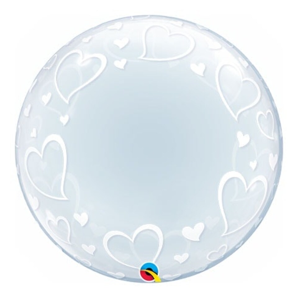 Stylish Hearts Deco Bubble Helium Qualatex Balloon 61cm / 24 in