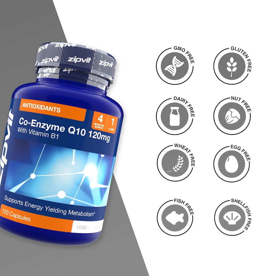 image 1 of Zipvit Co Enyme Q10 120mg, Heart & Energy Support with B1, 120 Capsules, 4-Month Supply