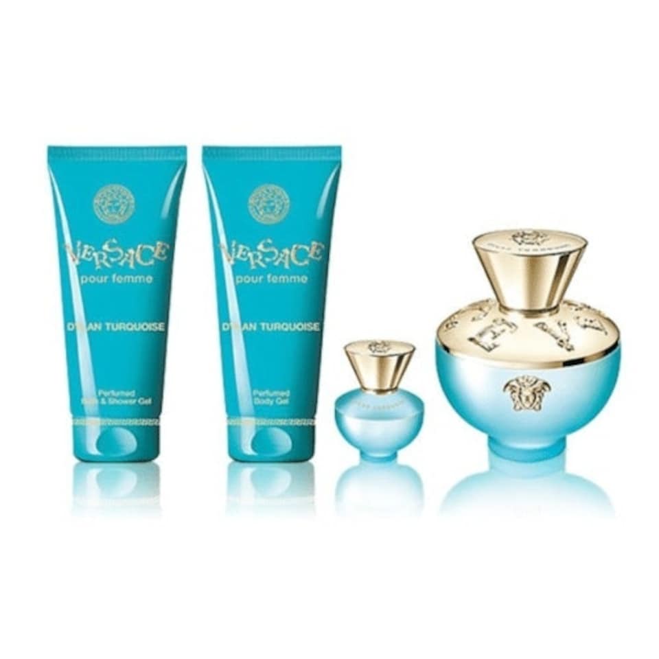 image 1 of Versace Pour Femme Dylan Turquoise Gift Set 100ml EDT + 100ml Shower Gel + 100ml Body Lotion + 5ml EDT