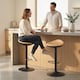 image 2 of HOMCOM Set of 2 Breakfast Barstools, PU Leather Swivel Bar Stools, Oak | Brown | Oak | 40 x 40 x 63-84 cm