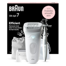 Braun Silk-épil 7,  Epilator For Easy Hair Removal, Lasting Smooth Skin, 7-241, White/Silver