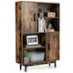image 1 of COSTWAY Freestanding Wooden Sideboard Storage Cabinet with 2 Doors Brown