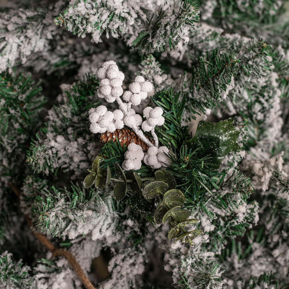 image 1 of 20cm Christmas Eucalyptus Pick with White Frosted Berries and Pinecone
