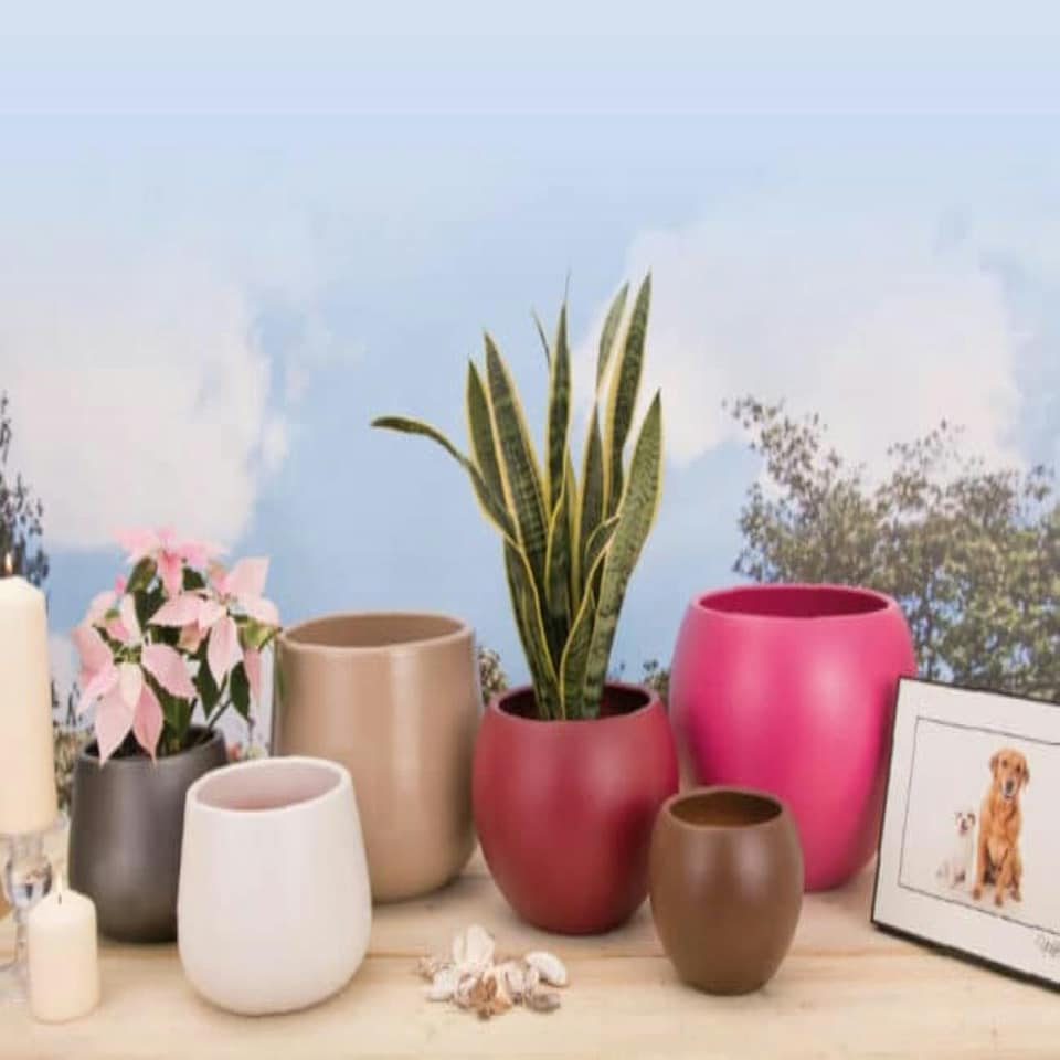image 1 of Verano Spanish Ceramics Epoxi Cylinder Rust Textured Plant Pot - 29cm N/A