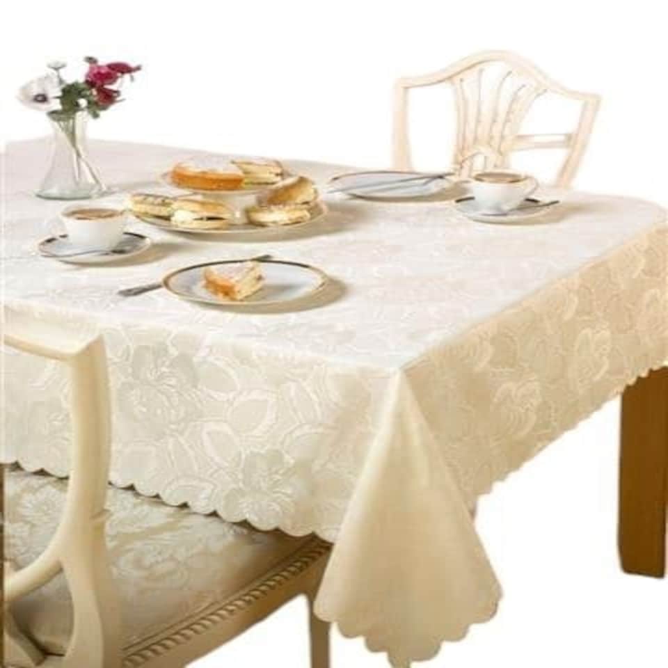 image 1 of Damask Rose Tablecloth - Cream - 127x178cm Cream