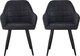 image 3 of Set of 2 Faux Suede Leather Dining Chairs with Arms Adrian Black