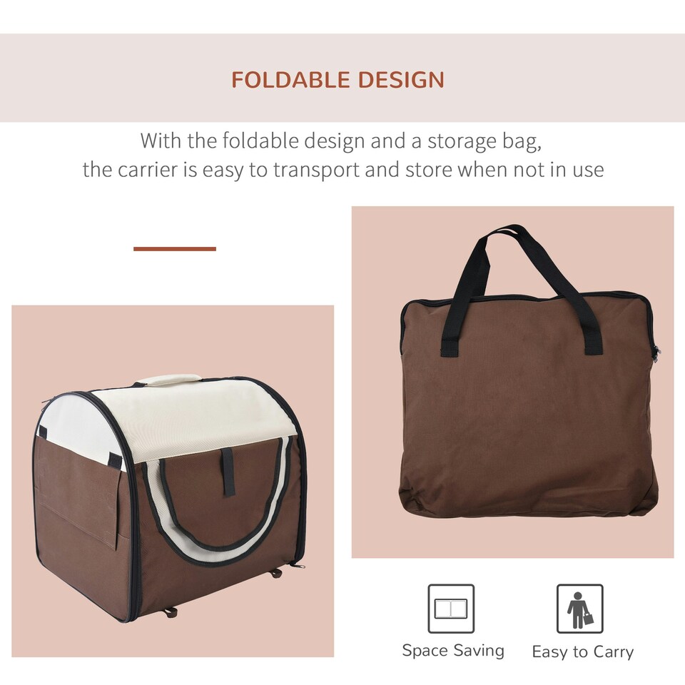 image 1 of PawHut Folding Fabric Soft Pet Crate Dog Cat Travel Carrier Cage