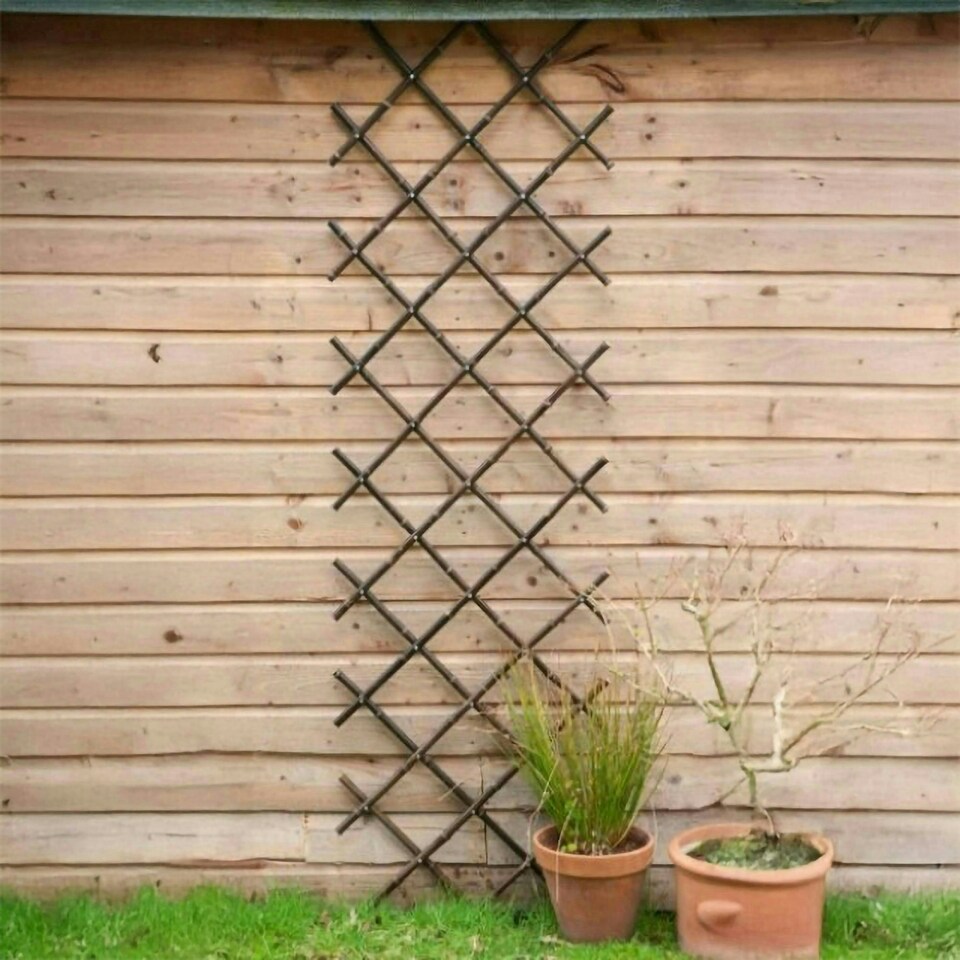 image 1 of Primrose Black Bamboo Expandable Trellis Privacy Screening Fencing W90cm x H180cm