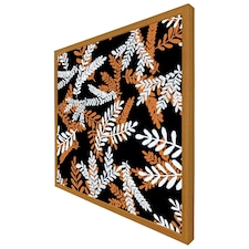 White & orange olive leaves (Picture Frame) Brown | Oak | XL