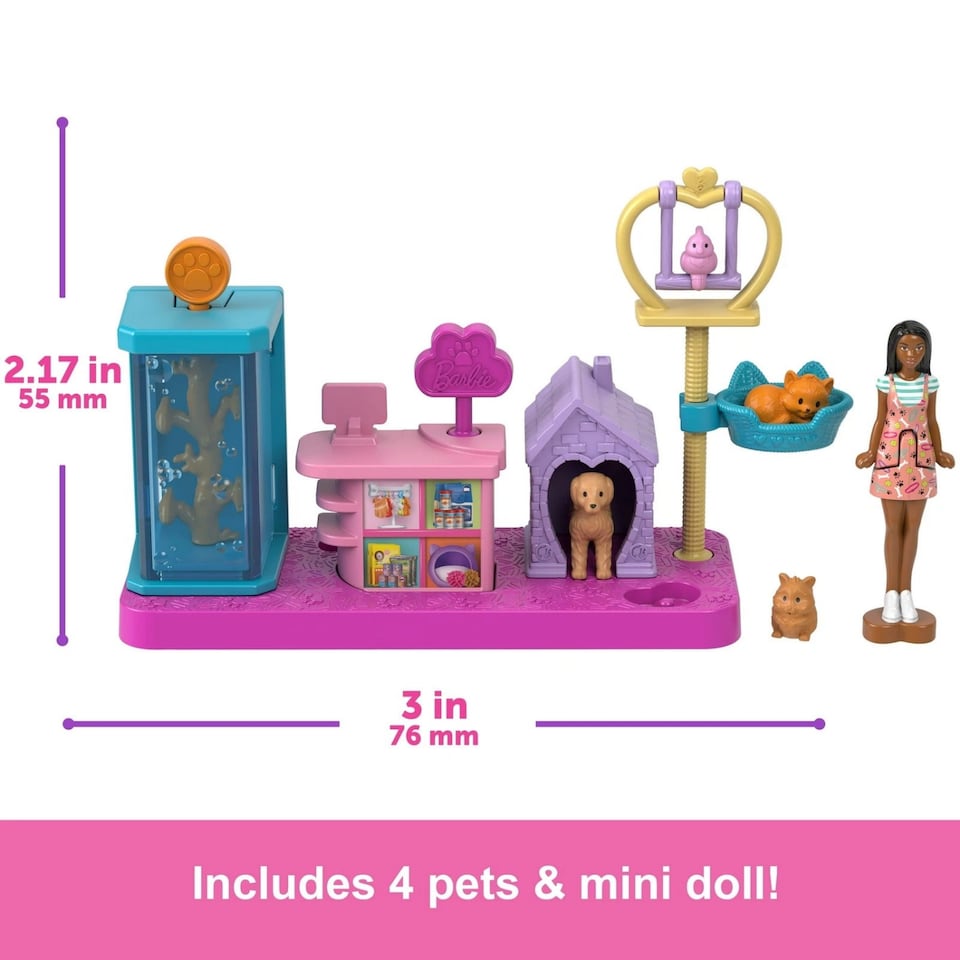 image 1 of Barbie Mini Land Doll Playset Pet Store