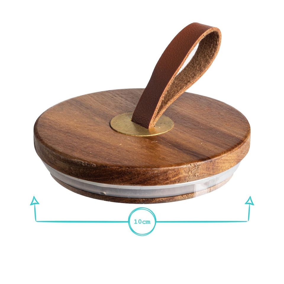 image 1 of Argon Tableware Glass Storage Jars - Leather Loop Lid - 1 Litre - Modern Round Scandi Organisation Container Glass Jar - Set of 3