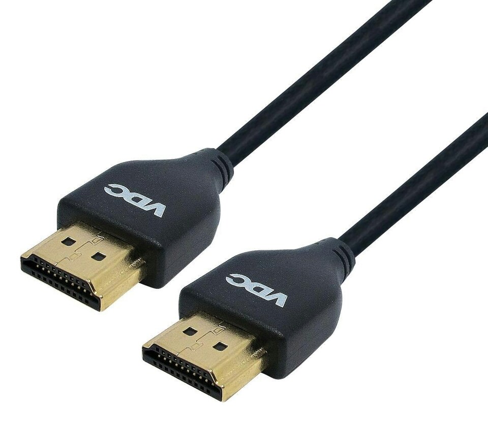 VDC High Speed HDMI Lead, Male to Male, Thin Ultra Flexible Cable, 1.5m Black