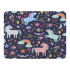 unicorns on navy Designer Blanket | Multi