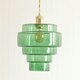 image 1 of ValueLights Lane Green Glass 5 Tier Layered Easy Fit Ceiling Pendant Lamp Shade with Bulb Green