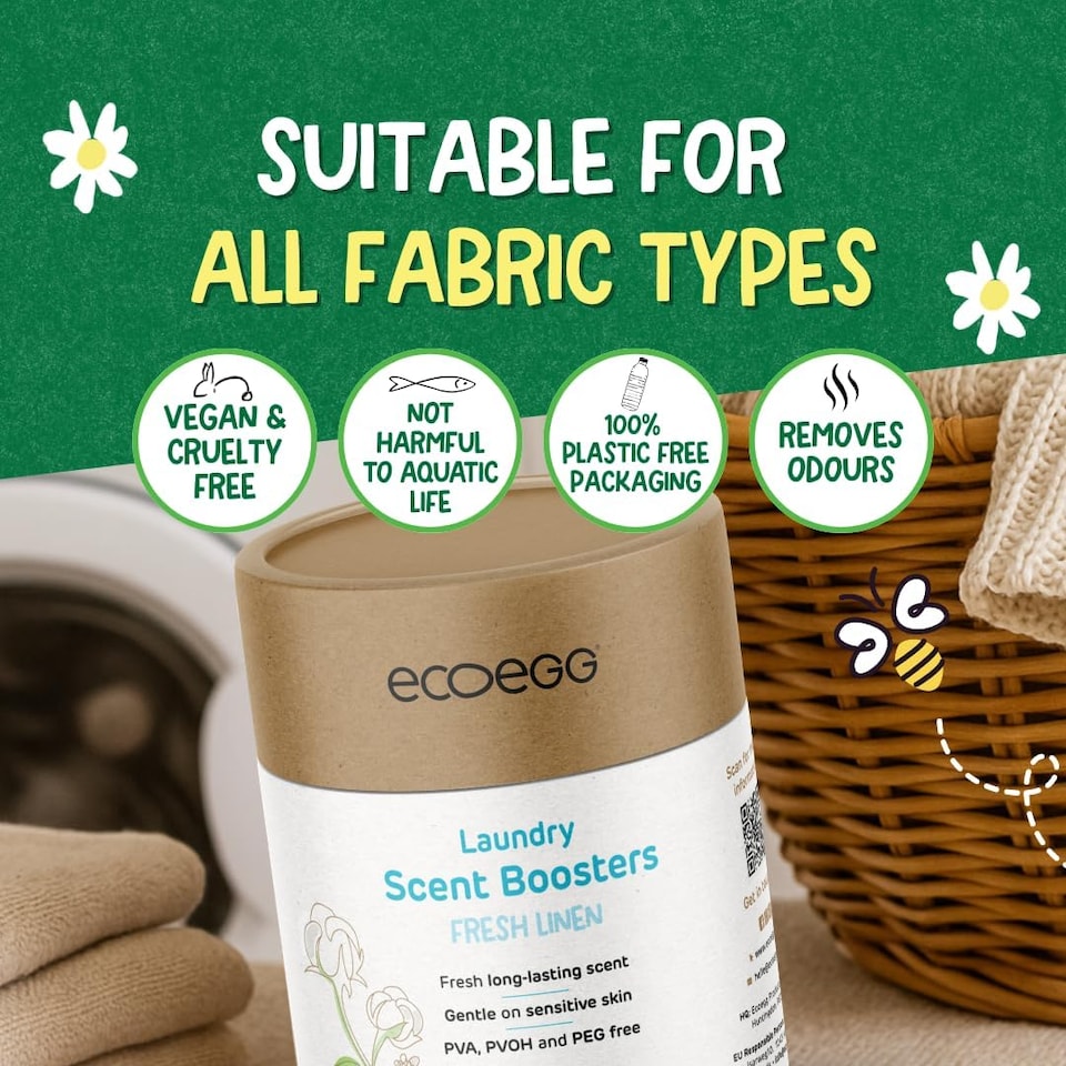 image 1 of Ecoegg Laundry Scent Boosters - Fresh Linen Twin Pack (2 x 250g) – Long Lasting Fragrance, Plastic-Free, PEG-Free, No Microplastics