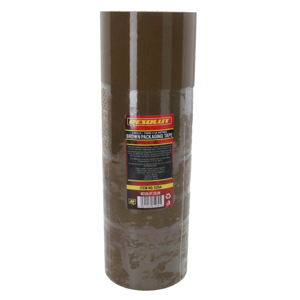 image 1 of Brown Parcel Packaging Tape 75mm x 68 Metres per Roll Sealing Heavy Duty 4 Rolls