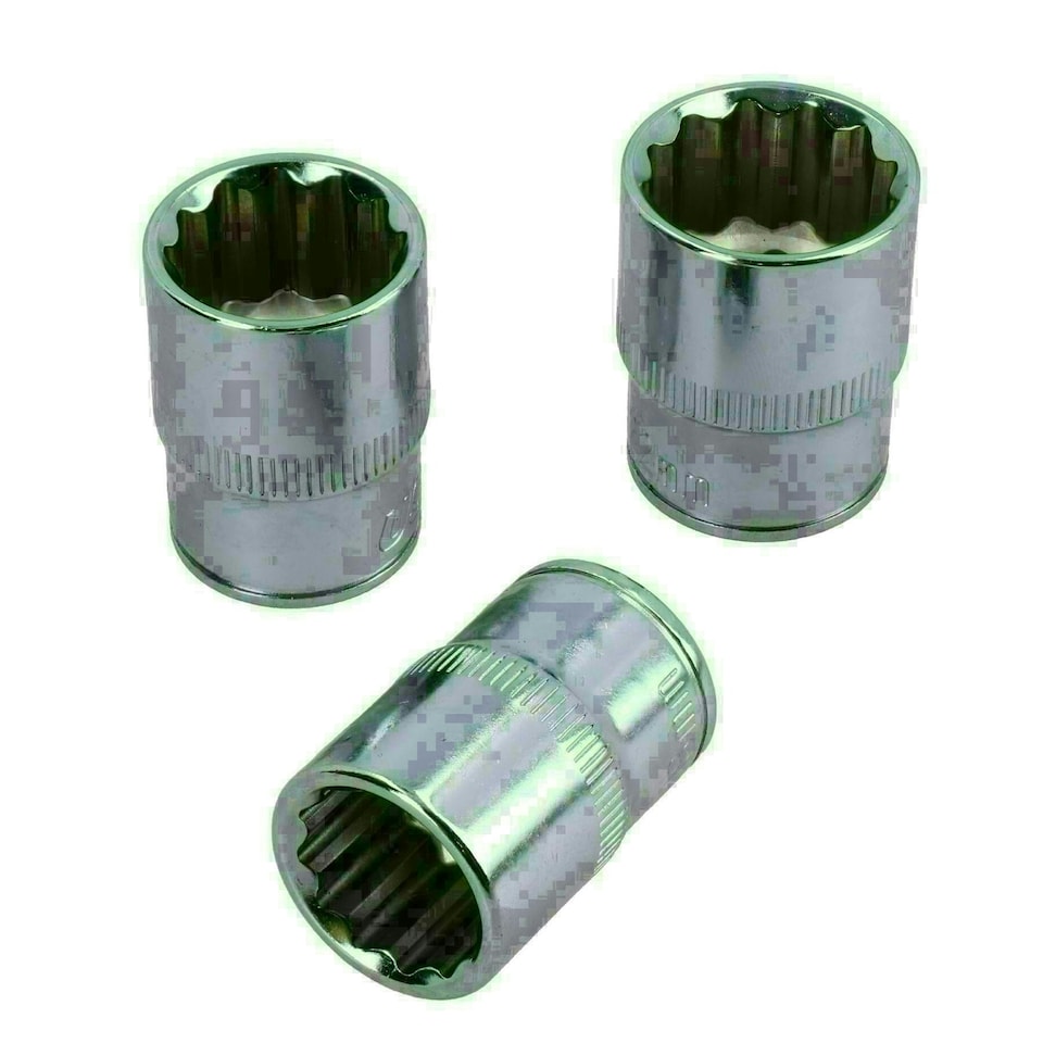 image 1 of 1/2" Drive Metric MM Shallow Sockets Bi-Hex 12 Sided 10mm - 30mm 17pc Set