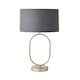 image 4 of ValueLights Antonia Charcoal with Chrome Drum Shade Brushed Chrome Oval Table Lamp with Bulb Silver