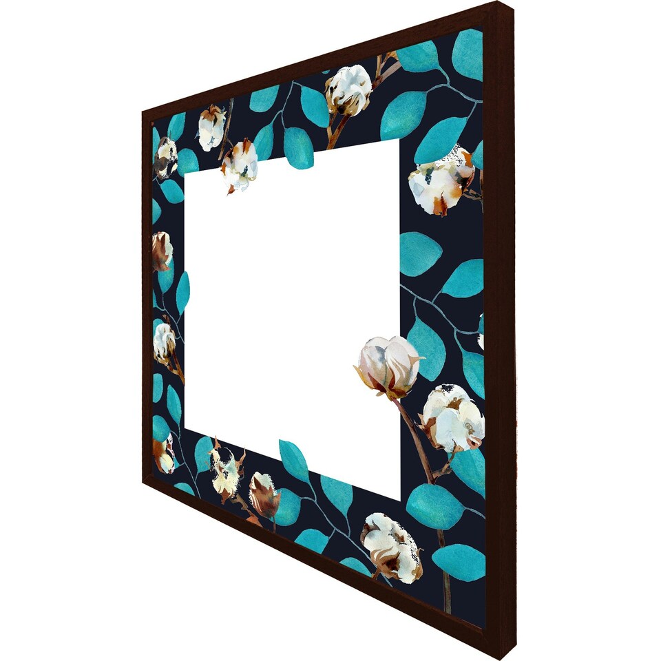 image 1 of Watercolour blue leaf frame (Picture Frame) White | XL