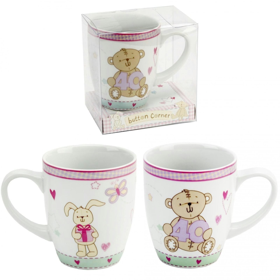 image 1 of Button Corner Mug - 40th Birthday