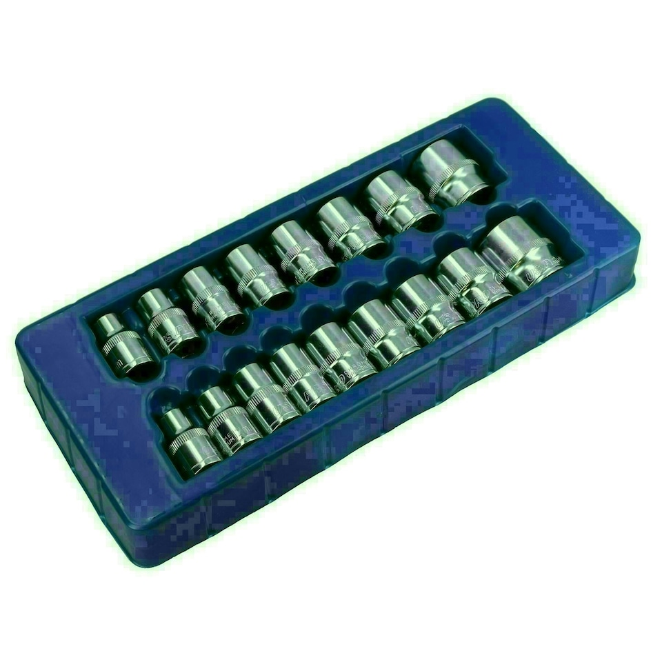 image 1 of 1/2" Drive Metric MM Shallow Sockets Bi-Hex 12 Sided 10mm - 30mm 17pc Set