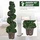 image 4 of Outsunny Set of 2 Artificial Trees, Artificial Boxwood Spiral Topiary Trees Potted Decorative Plant Indoor Decor 120cm