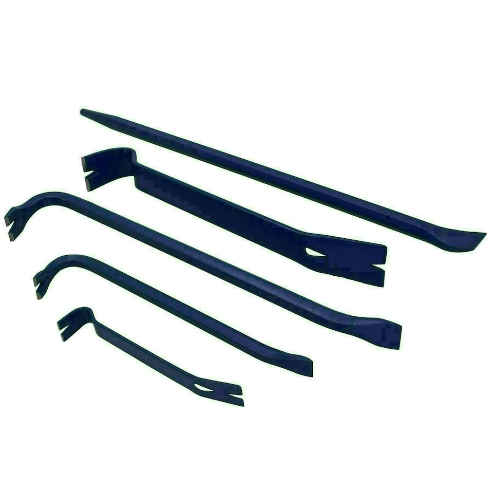 image 1 of 5pc Heavy Duty Pry + Wrecking Bars Flat Bars Aligning Bar Utility Crow Bar Set